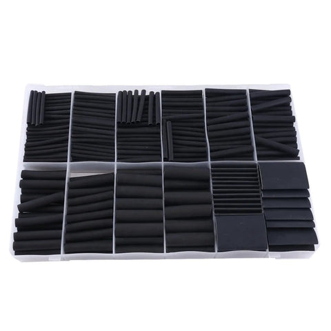 Awesome 800 Pc Heat Shrink Tubing Kit With Super Fast 3:1 Ratios Adhesive Lined Marine Grade Wraps That Seal Tight For Any Industrial Jobsite Or DIY Electrical Fixins Without Getting Burned, black assorted sizes in organizer