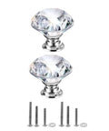 Sparkling Crystal Diamond Glass Cabinet Knob Set 30mm 1.18 Inch Clear Crystal Pulls With Three Size Screws For Dresser Cabinet Closet Doors Upgrade For Your Home Decor, 2 knobs and screws