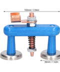 Pro Grade Magnetic Welding Support Clamp With Progressive Spring For Easy Attachment To Smooth Metal Surfaces Aluminum Alloy Copper Magnet Fixture Adjustable Ground Clamp Tool In Blue The Ultimate Welding Helper For Stable Fittings, front view.