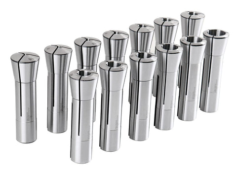 13 Piece R8 Collets Set, Precision Ground And Hardened, 1/8 To 7/8 Inch In 16ths, Concentricity Within 0.0005 Inch, Fits Standard R8 Spindle