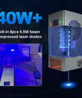 40W Diode Laser Module With Air Assist For Engraving And Cutting shown with blue diodes and built-in cooling system.