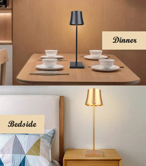 Rechargeable Cordless LED Table Lamp With 5200mAh Battery, All Aluminum Body, IP54 Waterproof on dining and bedside tables