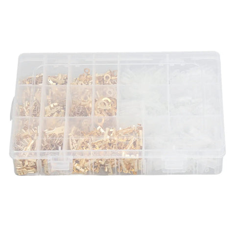Slick Setup Pro Grade Killer Spade Connector Kit With 1000 Gold Plated Copper Male Female Wire Crimp Terminals in storage box