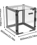 24 Inch Clear Acrylic 3D Printer Enclosure With Ventilation, Led Light, Thermometer And Hygrometer, Dustproof And Noise Reduction