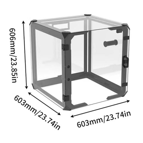 24 Inch Clear Acrylic 3D Printer Enclosure With Ventilation, Led Light, Thermometer And Hygrometer, Dustproof And Noise Reduction