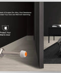 Two KOVOSCH satin-nickel solid door stops with soft rubber tips, 2-pack for wall and door protection