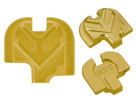 Gold CNC Machined Aspis Cut Slide Cover Back Plate for Springfield Echelon 4.5F 9mm, anodized aluminum, direct fit