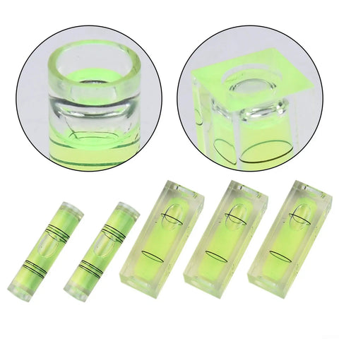Acrylic Bubble Level Set With 3 Square And 2 Cylindrical Levels, Pro Grade Horizontal Calibrating Tool For Accurate Layout, Calibration, And Plumb, Green 40 x 15 x 15 mm Kit.