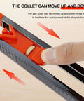 Killer Precision Metal Contour Gauge Scribe Tool With A Tight Lock Mechanism showing adjustable collet with finger support.