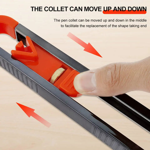 Killer Precision Metal Contour Gauge Scribe Tool With A Tight Lock Mechanism showing adjustable collet with finger support.