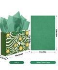 Clash Flowers Gift Bags With Tissue Paper Handles Pack Of 6 Medium Size Recyclable Cardboard Gift Bags For Parties And Gifts Bold Floral Design Eco Friendly Wrapping Supplies Perfect For Presents displayed with measurements.