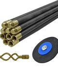 Heavy Duty Drain Cleaning Rods 9 Meters Long With Ten Flexible Interlocking Tubes Rust Proof Brass Couplings And A Spiral Auger Attachment