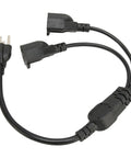 Heavy Duty Three Pin To Two Outlet Power Extension Cord With Hella Roomy Flexible Spacing, Y splitter for bulky adapters.