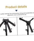 Heavy Duty Tripod Drum Stand And Snare Rack Holder Featuring Non Slip Base For Rock Solid Practice Routines In Sleek Black Finish showing adjustable multi-angle features.