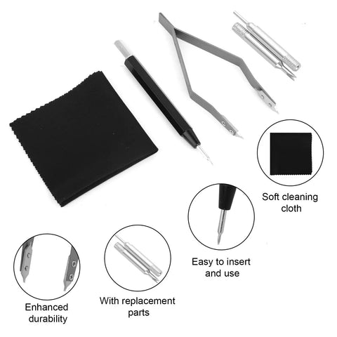 All In One Watch Spring Bar Tool Kit with Tweezers, Scaled Bar Pushers, Extra Tips, Cleaning Cloth, Storage Box for Repairs