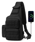 Tactical Sling Bag Crossbody For Men And Women EDC Shoulder Pack With MOLLE, Lightweight 600D Nylon Chest Bag with phone charging