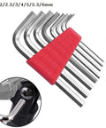 Heavy Duty 8 Piece Metric Hex Wrench Kit With Dual Arm Design Ranging From 1.5mm To 6mm For Tough Auto Home And Bike Repairs Made Of Hardened Steel, 1.5-6mm set with holder
