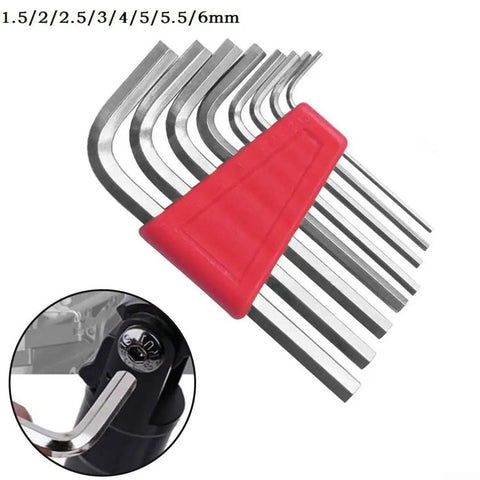 Heavy Duty 8 Piece Metric Hex Wrench Kit With Dual Arm Design Ranging From 1.5mm To 6mm For Tough Auto Home And Bike Repairs Made Of Hardened Steel, 1.5-6mm set with holder
