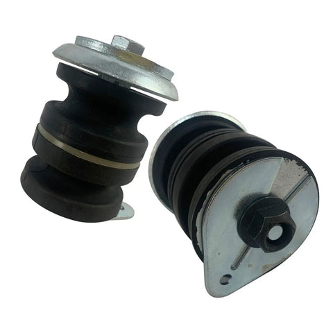 Heavy Duty Badass Body And Cab Mount Bushing Kit For 2002 To 2005 Ford Explorer and Mercury Mountaineer, rubber cushions with metal bases.