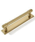5 Pack 6 Inch Center To Center Champagne Bronze Cabinet Pulls With Backplate And Base Plate Made From Zinc Alloy In Satin Brass Finish