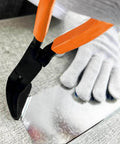 11 Inch Hand Seamer Sheet Metal Tool With 45 Degree Jaws And PVC Handle used on sheet metal by gloved hand