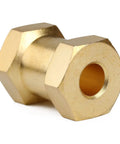 Close-up of Beefed Up Brass RC Hex Hub Extension for 12mm Wheels, 1/10 Scale Crawler Hex Drive Adapter, 15mm Spacer