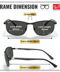 RB3671CH Square Round Polarized Sunglasses with dark gray lenses, showing frame dimensions and matte black finish.