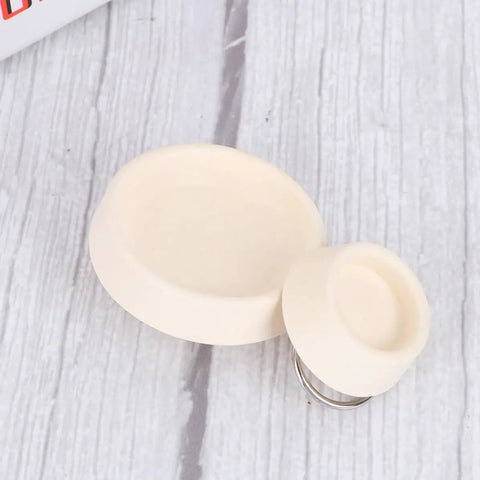 Rubber Sink Stopper 4pcs with Hanging Ring for Bathtub Drains, two varying sizes of cream-colored rubber stoppers.