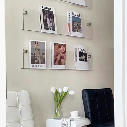 Standoff Screws For Acrylic Signs Three Quarters By One Inch Stainless Steel Wall Mount Hardware showing magazines on shelves