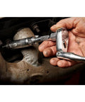 Quarter Inch Drive 6 Inch Socket Extension With Knurled End For Easy Hand Tightening in use, chrome plated tool.