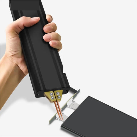 Portable Pocket Handheld Tiny But Mighty Mini Welding Machine For Nickel Plate And Tight Spaces in hand, welding nickel plate