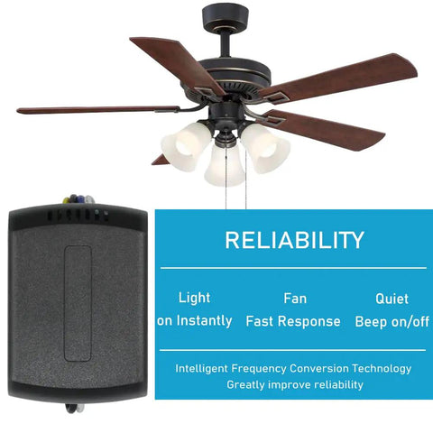 Universal Ceiling Fan Remote Kit With Receiver, Compact Size, Easy Install, Control Speeds And Timings, UL1917 Compliant.