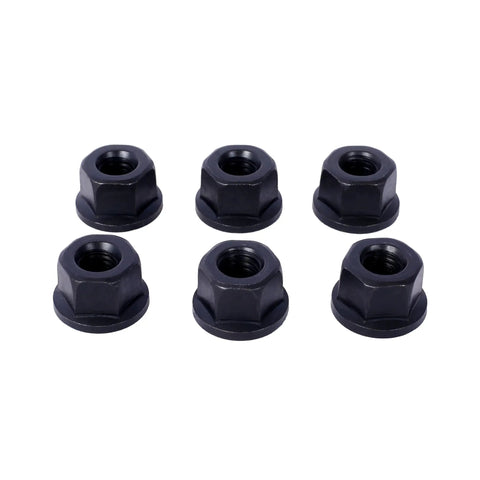 Six nuts from the 58 Piece Heavy Duty T Slot Clamping Kit For Seven Sixteenths Inch Table Slot And Three Eighths Inch Sixteen Stud Mill Machinist Set