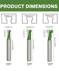 Product dimensions of Beast Mode Six Piece Keyhole Router Bit Set With One Quarter Inch Shank And Tungsten Carbide Blades.