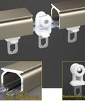 Heavy Duty Silent Sliding Barn Door Track Kit with Quality Rollers, aluminum rail, noise cancellation strip, stainless steel pulley.
