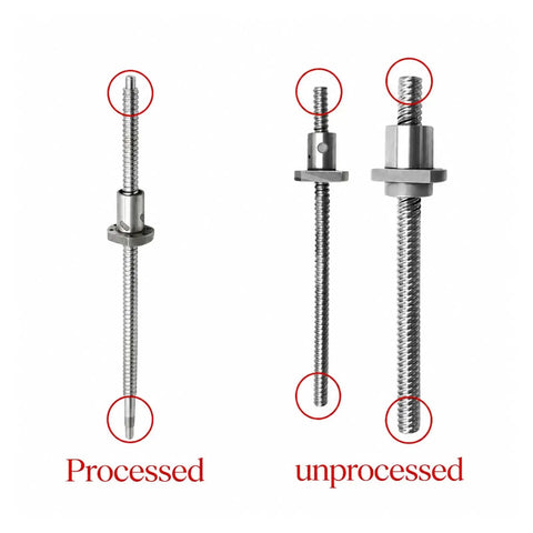 Heavy Duty Badass SFU2005 Ball Screw Kit With 5mm Lead Pitch Pro CNC Machine Builds Featuring Rock Solid BK15 BF15 End Supports Plus Flexible Coupler For Precision Slick Moves And Top Tier Performance Upgrades So You Can Get Job Done Right, processed and unprocessed ball screws