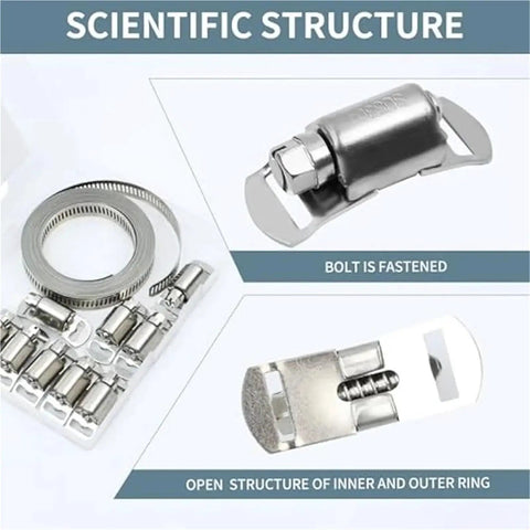 Top Tier 304 Stainless Steel Hose Clamps Kit With Adjustable Worm Gear Band Fits Duct Pipes And Vacuum Tubes For Hot Rods And Custom Builds That Hold Tight Under Pressure Without Slipping Or Leaking. 304 stainless steel worm gear clamp set