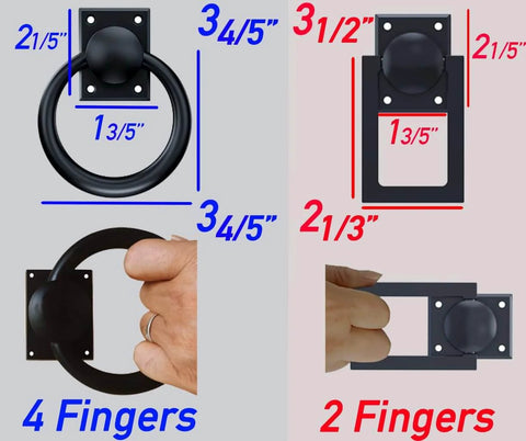 Rotatable Matte Black Gate Pull Handles With Dual Motion Flip 180 And Rotate 360 For Sliding Barn Doors, flush flat in use view
