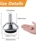 M6 Screw In Adjustable Furniture Levelers 16 Pcs Stainless Steel Swivel Table Glides shown with size details and hand for scale.