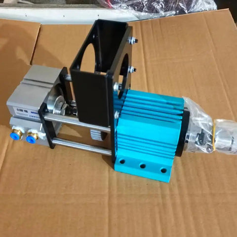 Rock Solid BT30 Pneumatic Semi Automatic Tool Changing Spindle For Heavy Duty CNC Mills Plus Engravers With Hella Fast Swap Capability And Zero Hassle Operation side view on cardboard background.