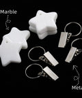 10 Pack Marble Tablecloth Weights With Clips, Heavy Duty Stainless Steel Pendant Stone Hangers, star-shaped marble and clips