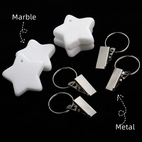10 Pack Marble Tablecloth Weights With Clips, Heavy Duty Stainless Steel Pendant Stone Hangers, star-shaped marble and clips