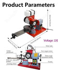 Kickass Electric Circular Saw Blade Sharpener With Bright Built In Led Light And Precise Sliding Rail For Quick Angle Mill Grinding On Dull Woodworking Cutters And No Fuss Steel Tools showcased with dimensions and features.
