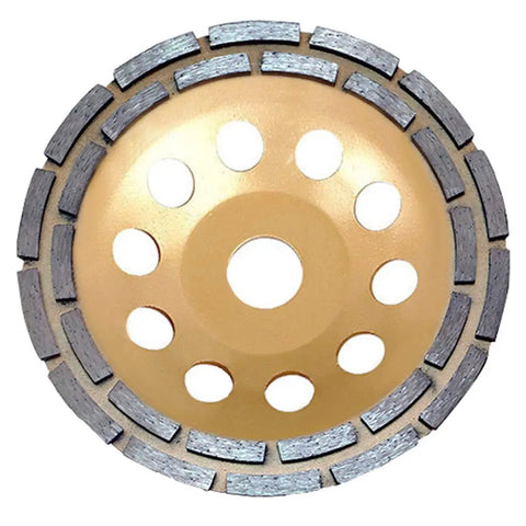 Beefy Double Row Diamond Cup Grinding Wheel 6 Inch For Concrete Masonry Rock Stone Granite Marble Ceramic Surfaces Heavy Duty Angle Grinder Disc Wet Or Dry Use