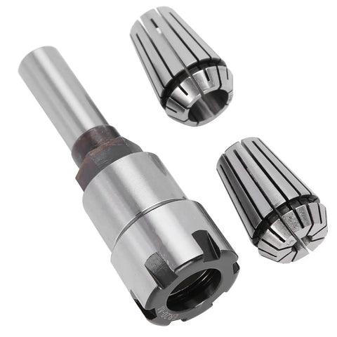 High Performance 3Pcs Collet Chuck Set Milling Cutter Holder CNC Lathe Tool Durable High Speed Steel, includes 1/2 shank and two chucks.