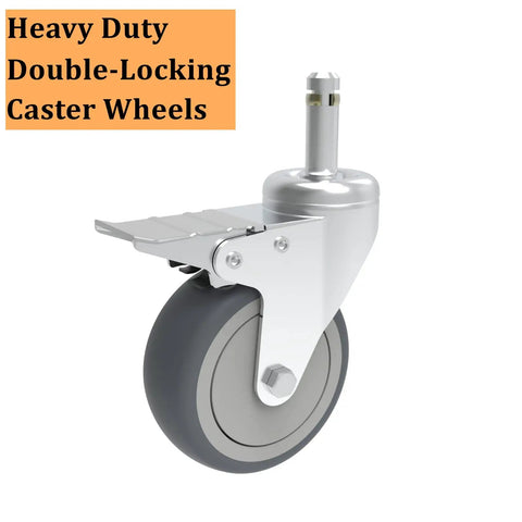 4 Inch Swivel Stem Casters Set Built Tough Seven Sixteen Inch Stem Diameter 200 Lb Each With 2 Brakes And 2 Swivel TPR Rubber Wheels