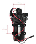 Heavy Duty 12 Volt Diaphragm Water Pump Brings Sweet 5.5 GPM Flow At 60 PSI Pressure with measurements of 3 3/16 x 2 1/4 inches.