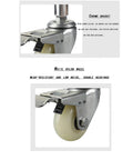 Slick Glide 4 Inch Retractable Factory Door Caster Nylon Spring Shock Absorbing Wheel with chrome bracket and white nylon wheel.