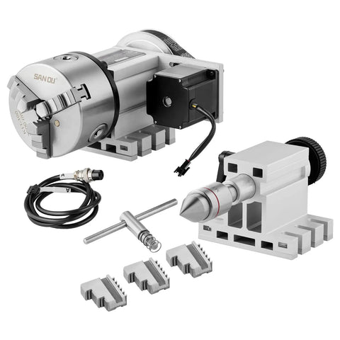 Heavy Duty Dividing Head With K11 3 Jaw Chuck And Mt2 Tailstock 4Th Axis A Axis Rotary Indexing Head For Cnc Milling Machine components including chuck and tailstock.