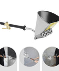 Heavy Duty Four Jet Pneumatic Cement Stucco Sprayer Gun With Upward Angle Nozzle and Air Powered Mortar Hopper showcased from the side.